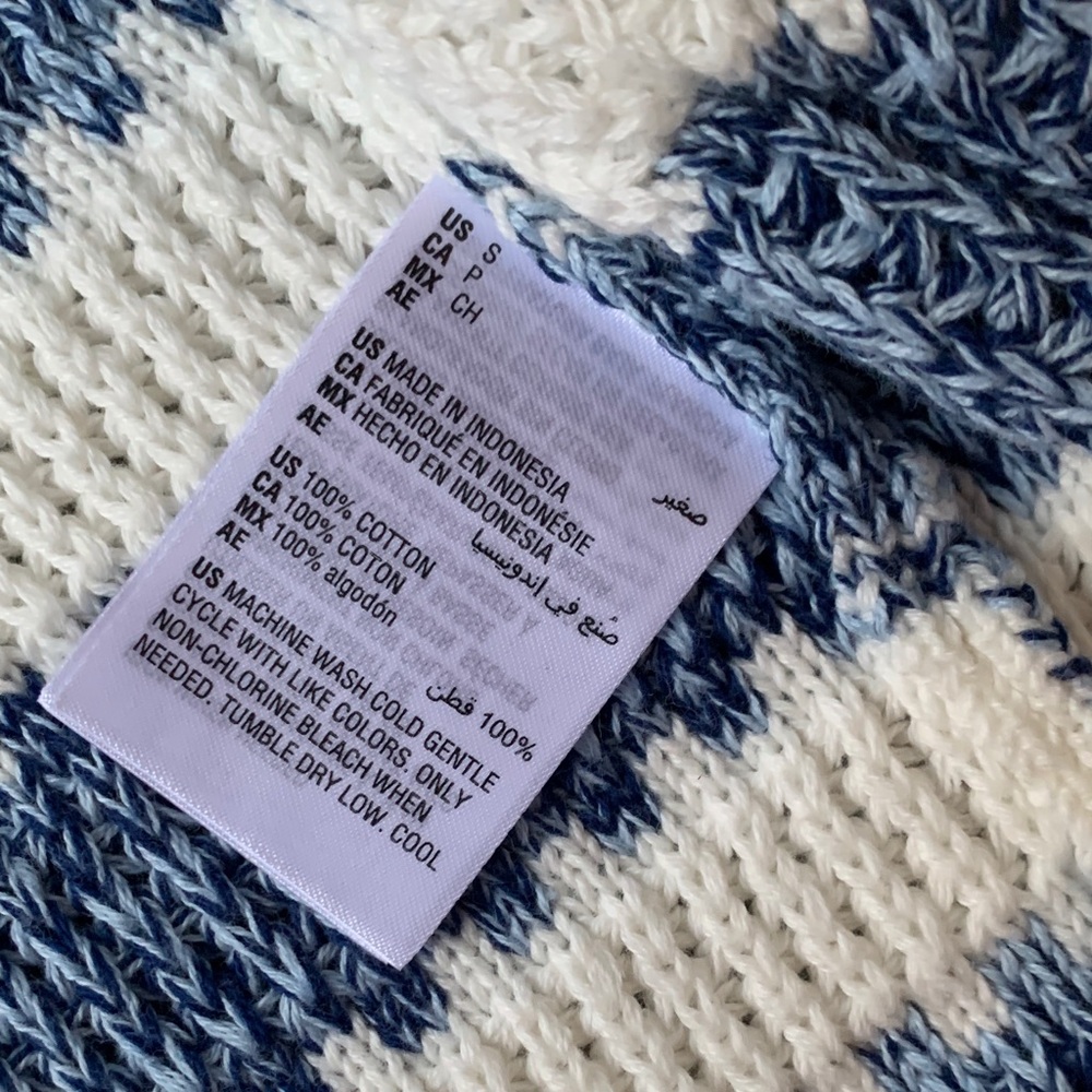 On 34th Blue and White Striped Women's Cardigan Sweater - Picture 4 of 5